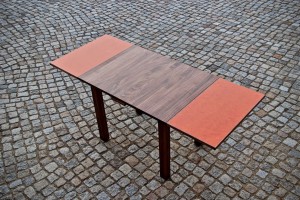 Aussziehtisch Massivholz Linoleum Esstisch ausgezogen Massivholz Möbel Tischlerei Dresden