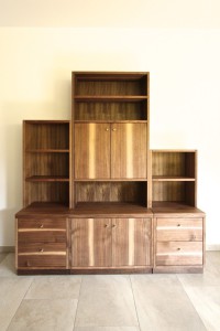 Schrankwand Dresden Bücherregal aus Holz Aktenschrank vom Tischler Dresden Nussbaum Massivholzmöbel Tischlerei Sinnesmagnet Möbel Dresden Praxismöbel Schrankwand