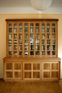 Arbeitszimmer Möbel Schiebetüren Bücherschrank Massivholz Möbel Tischlerei Dresden Bibliotheksmöbel Einzelanfertigung nach Maß