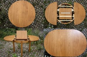 Runder Tisch zum Ausziehen Verlängern Esstisch aus Eiche Massivholz Möbel Tischlerei Dresden