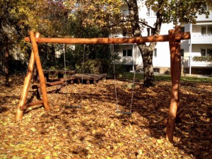 Spielplatz Doppel Kinder Schaukel Robinie Grünes Klassenzimmer Spielplatzbau Dresden