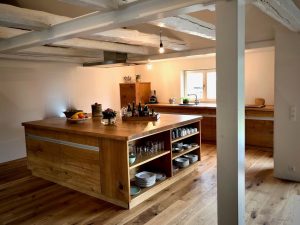 Wohnküche nach Maß Einbauküche Massivholz Küchenblock Tischlerei Dresden Kochinsel