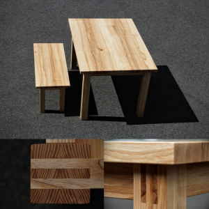 Tisch und Bank aus Esche Gesellenstück Massivholz Möbel Dresden