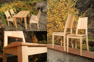 Tisch und Stuhl aus Massivholz Esche