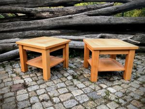 Couchtisch Massivholz Buche mit Zwischenablage Möbel Tischlerei Dresden Beistelltisch quadratisch