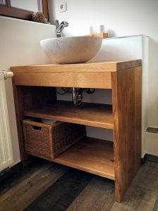 Waschtisch Badmöbel Wildeiche Massivholz Waschbeckenunterbau Aufsatzwaschbecken