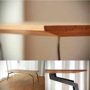 Architektentisch Designtisch Tisch aus Dresden Massivholzmöbel Stahlgestell Eicheplatte