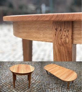 Runder-Auszieh-Tisch Kulissenauszug Eiche Massivholz Massivholzmöbel