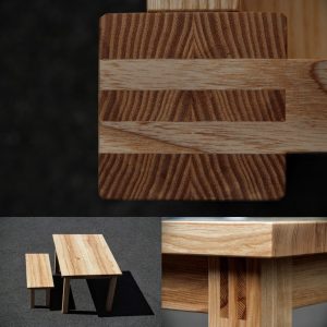 Tisch und Bank aus Esche Gesellenstück Massivholz Möbel Dresden