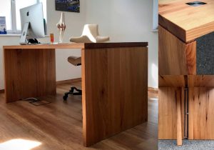 Schreibtisch Möbel Arztpraxis Dresden verdeckter Kabelkanal Schattenfuge