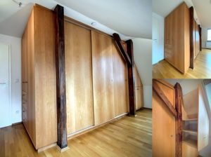 Schiebetür Einbauschrank nach Maß unter Dachschräge aus Massivholz Stauraumwunder Möbel Tischlerei Dresden