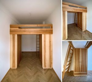 Hochbett auf zwei Schränken aus Massivholz Möbel Tischlerei Dresden