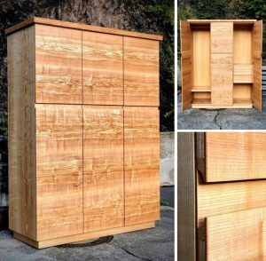 Massivholz Schrank mit Schubkasten Kleiderstange aus Vollholz Esche Möbel Tischlerei Dresden