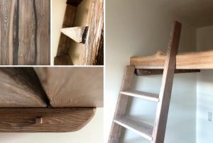 Hochbett Waldholz geschwungene Kanten natürlich gewachsenes Eichen Holz unbesäumte Bretter Tischlerei Dresden