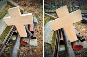 Holzkreuz für Grabstätte in Dresden