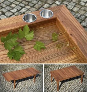 Spiele-Spiel-Tisch für Karten- und Brettspiele. Mit Einlegeplatten ist dieser Tisch auch als Esstisch für die Familie zu nutzen. Der Tisch ist, wenn Besuch kommt, mit zwei Ansteckplatten im Nu zu einer großen Tafel für gesellige Abende erweitert!